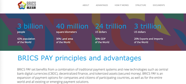 BRICS Pay’s dollar-forward homepage