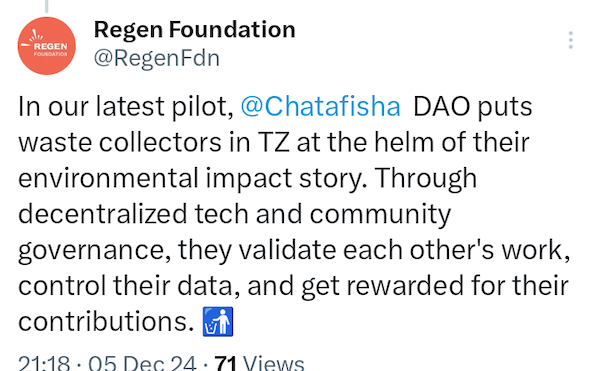 Regen Foundation Tweet