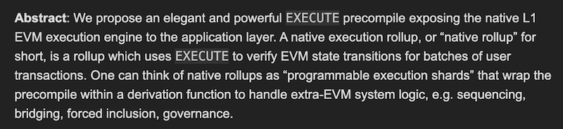 The proposal for Native Rollups was published on EthResearch in January